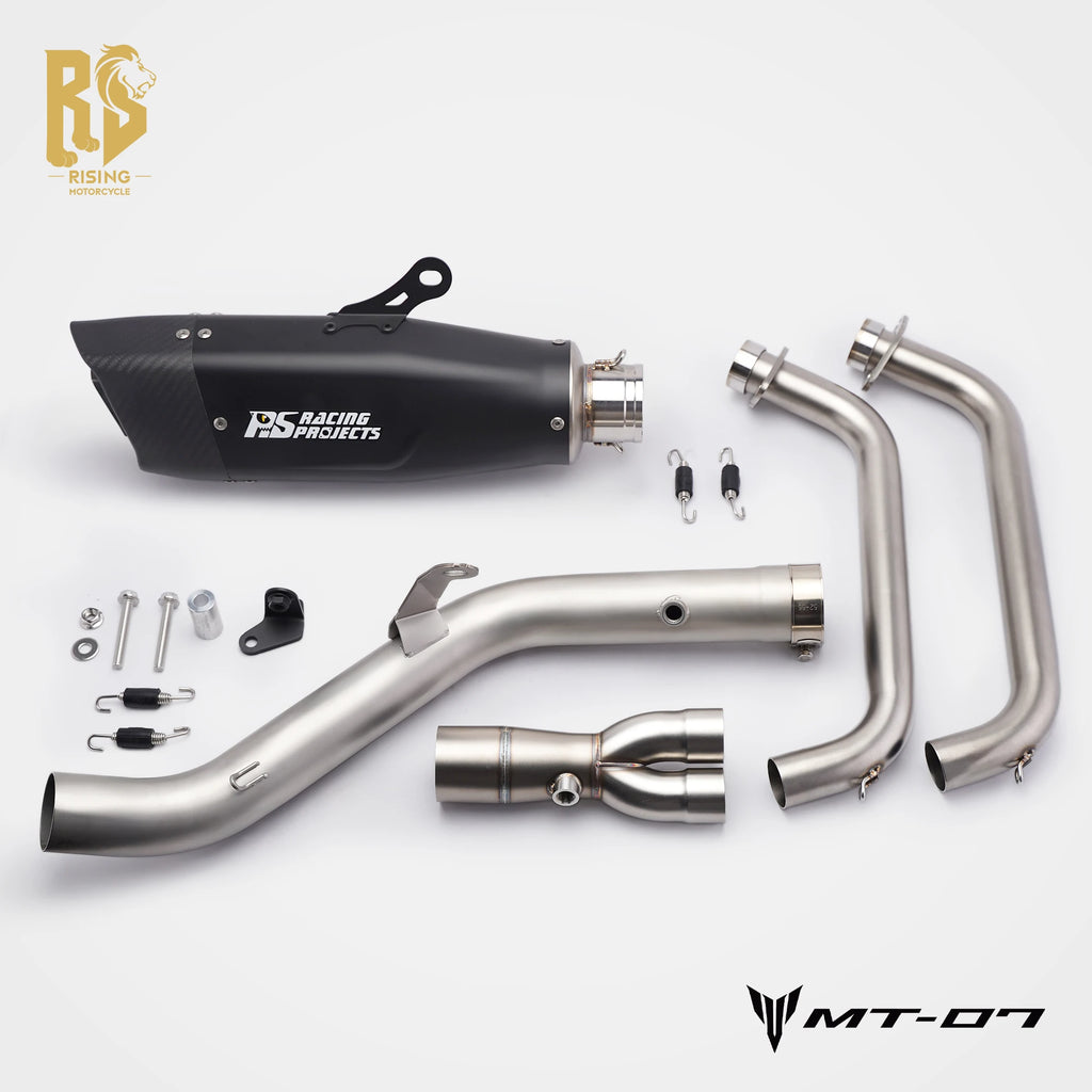RS Side Exit Full Exhaust System For Yamaha MT-07 XSR700 2025 Dual O2 Sensor Stainless Steel High Flow Plug-and-Play Tracer 7