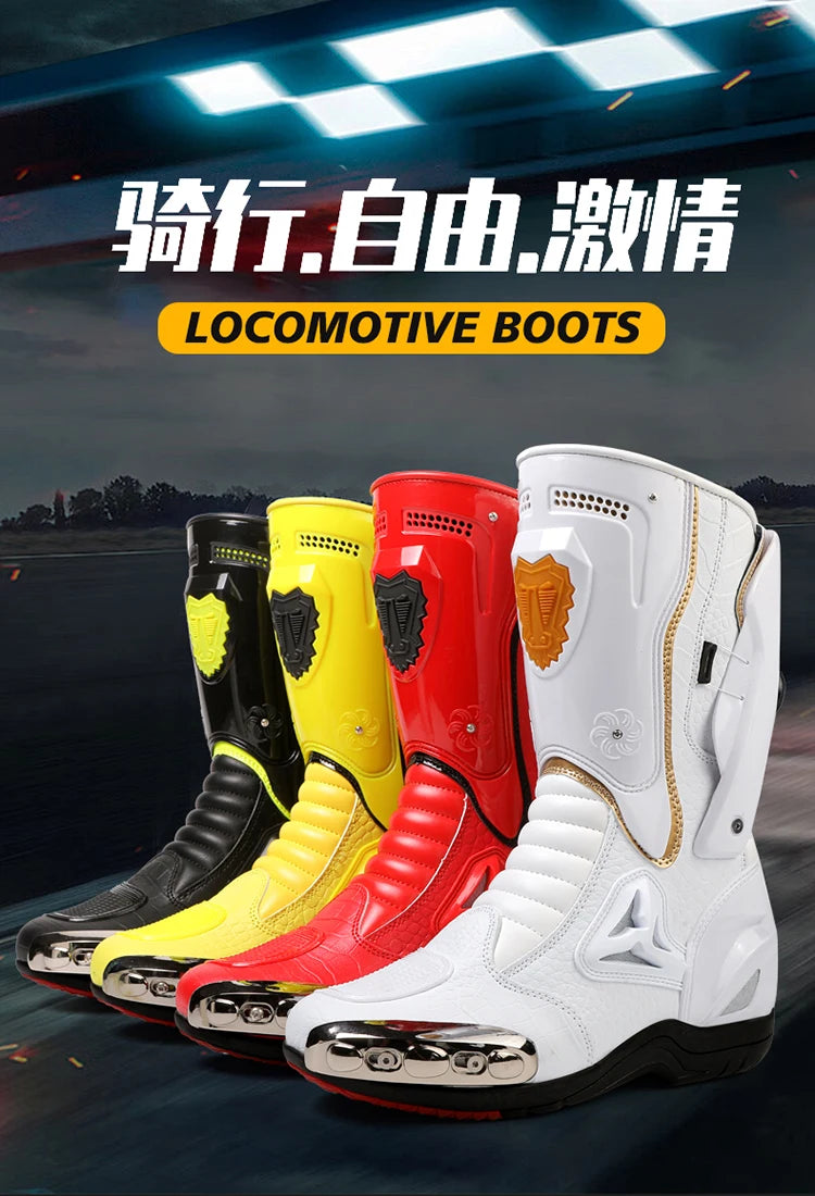Botas de Moto de Cuero para Hombre – Antideslizantes, Touring y Motocross (Tallas 36–47)