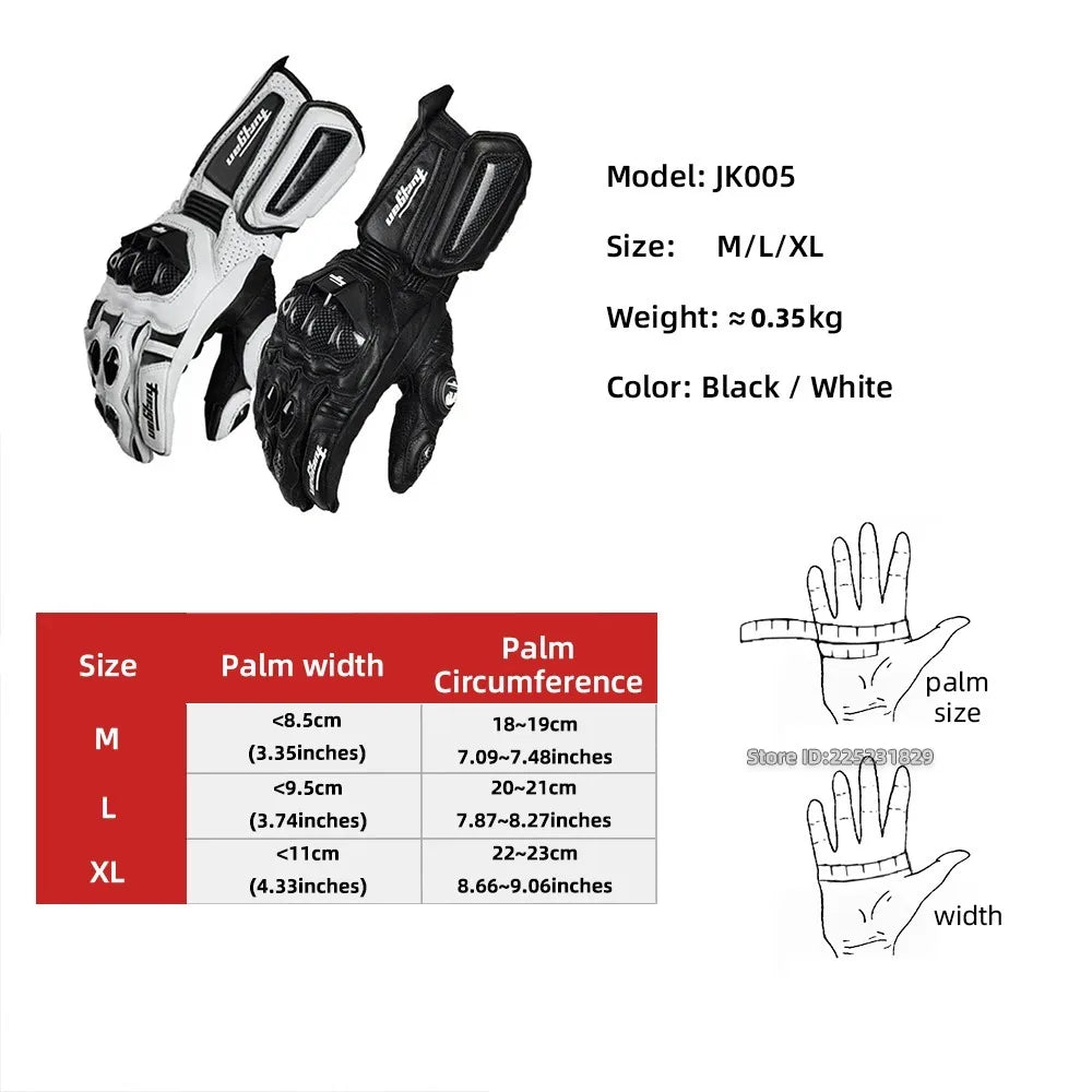 Guantes de Moto de Cuero Genuino – Racing, Impermeables y Táctiles (Invierno)
