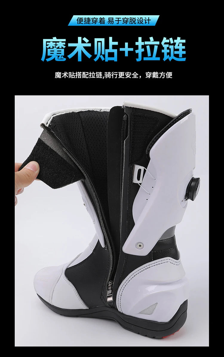 Botas de Moto de Cuero para Hombre – Antideslizantes, Touring y Motocross (Tallas 36–47)