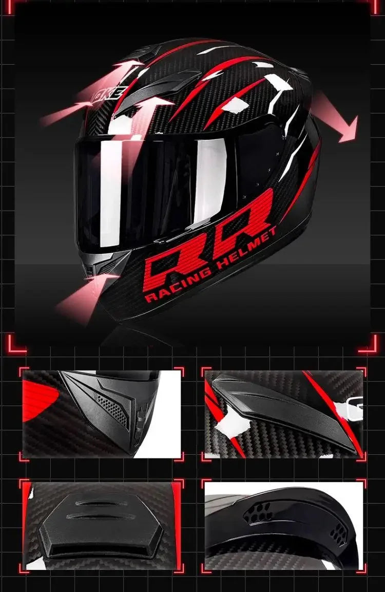 Casco Integral DOT para Moto – Unisex, Estilo Racing, Máxima Protección
