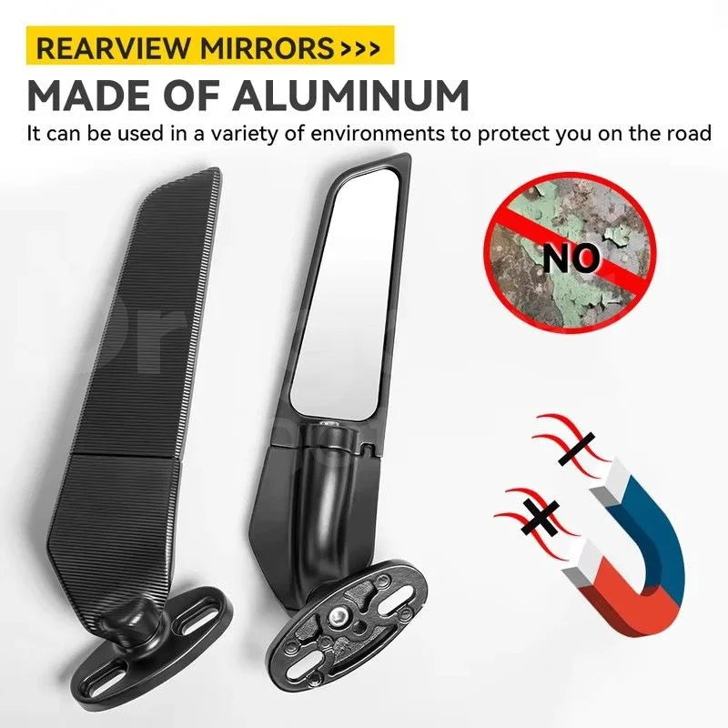 Espejos Retrovisores Deportivos Ajustables tipo Wing para Kawasaki Ninja 250 / 300 / 400 / 650 / H2 – Par