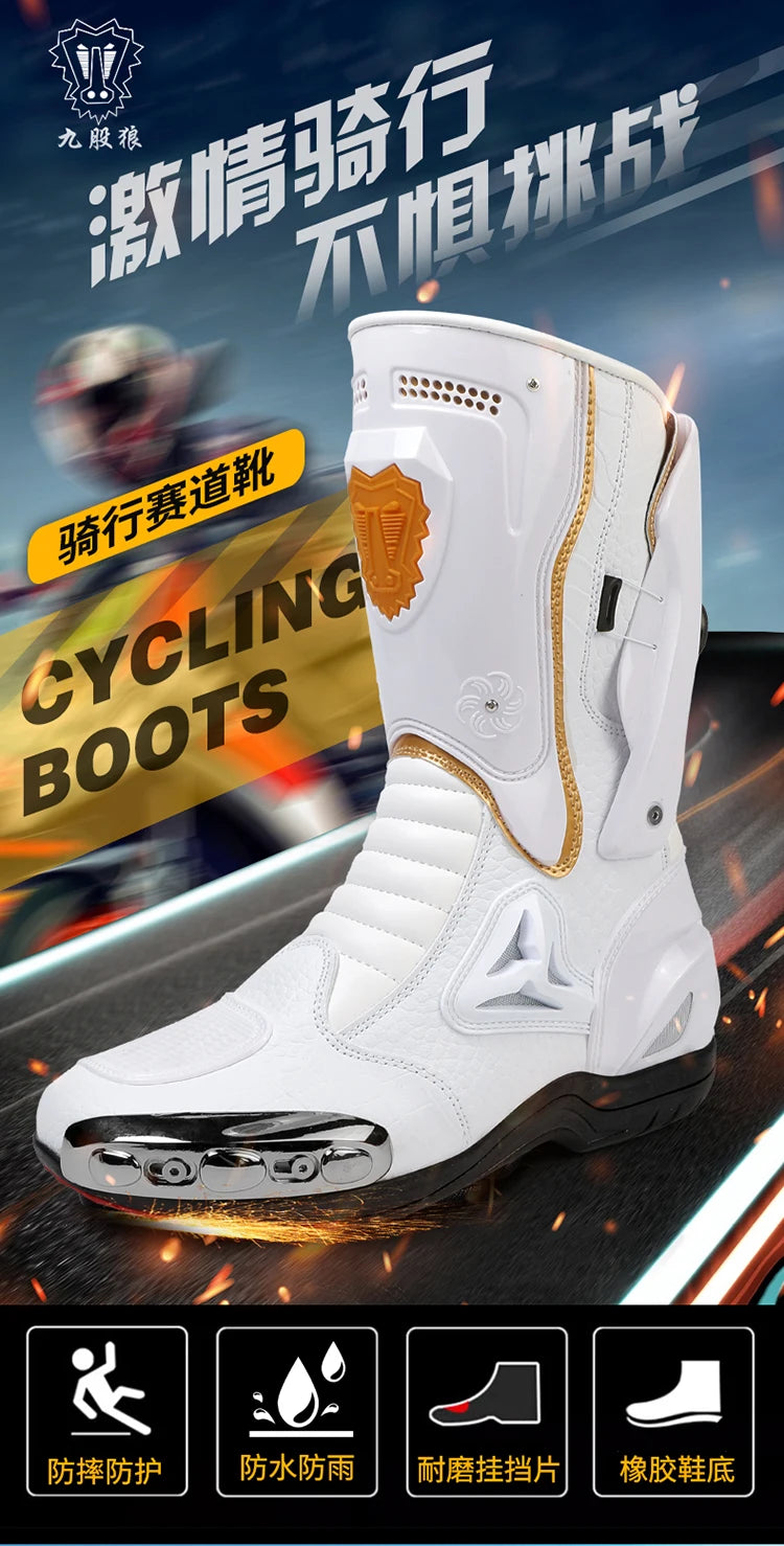 Botas de Moto de Cuero para Hombre – Antideslizantes, Touring y Motocross (Tallas 36–47)