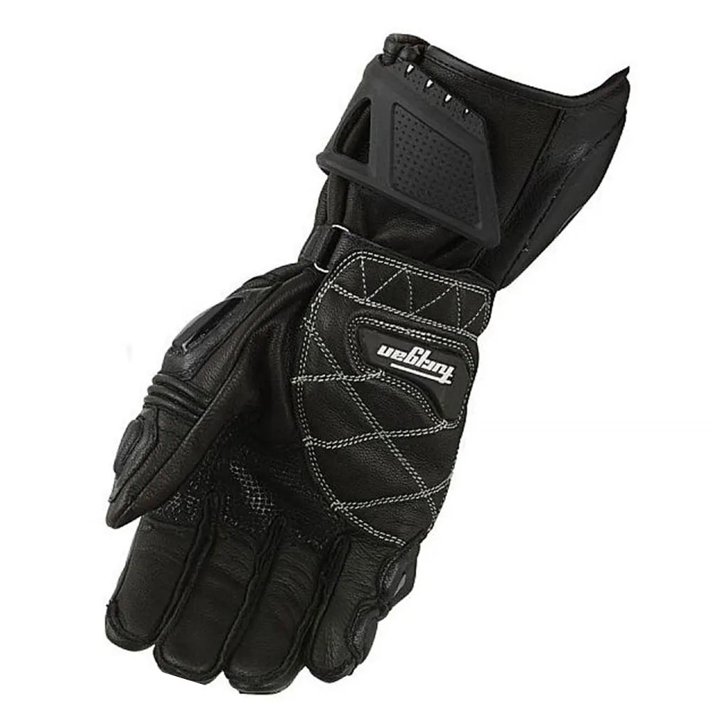 Guantes de Moto de Cuero Racing – Negro/Blanco/Rojo, Verano e Invierno
