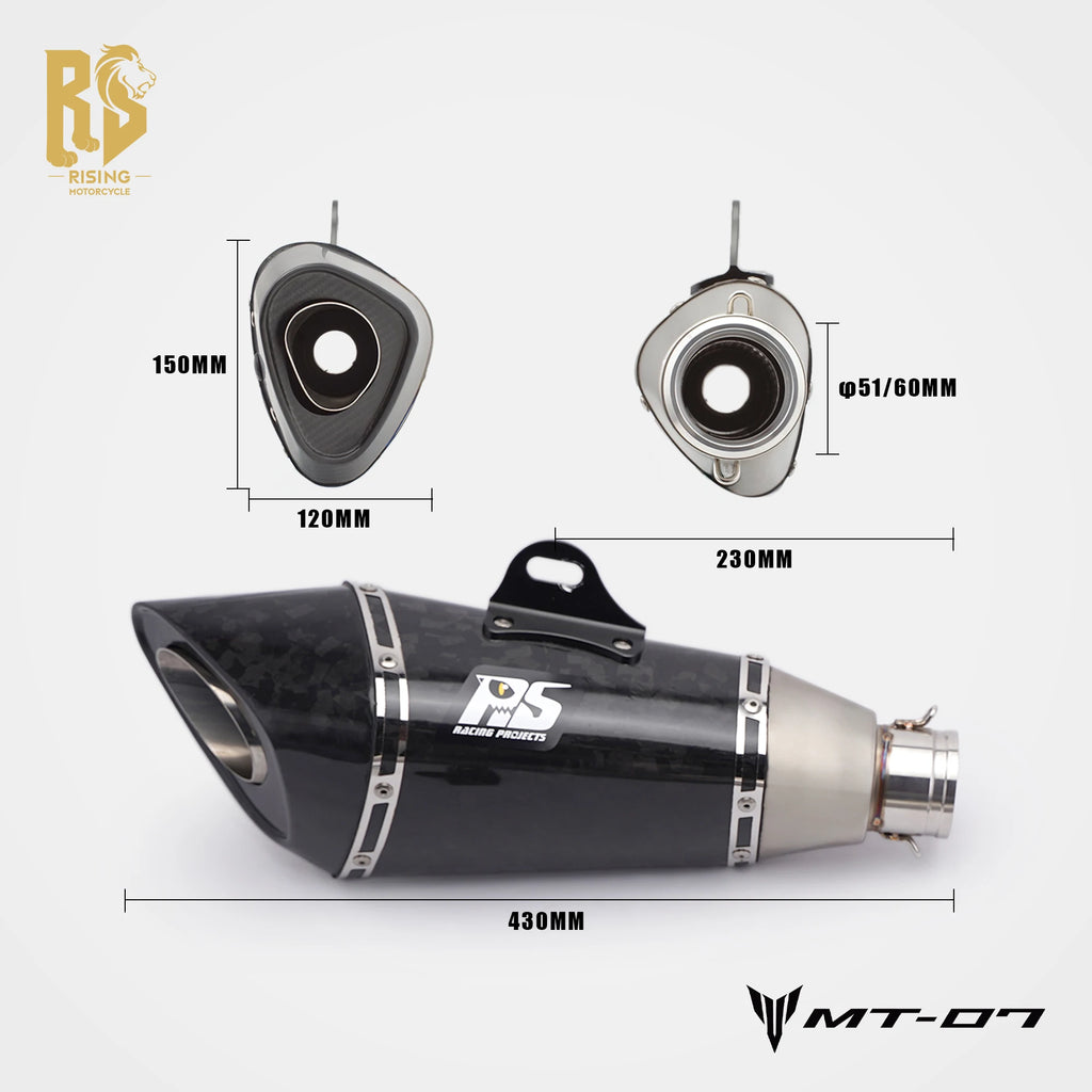 RS Side Exit Full Exhaust System For Yamaha MT-07 XSR700 2025 Dual O2 Sensor Stainless Steel High Flow Plug-and-Play Tracer 7